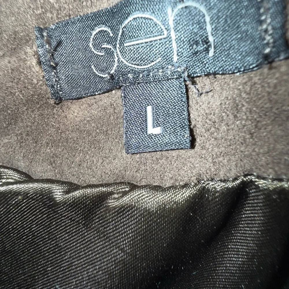 Sen Olive Green Goat Suede Shift Dress Neutral Size L Boho Cowgirl Luxury